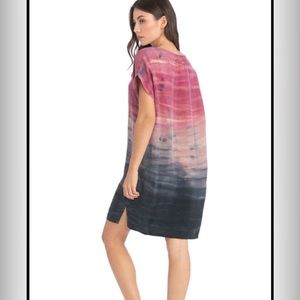 HARD TAIL FOREVER Shift Dress size Small 100% CUPRA Blue Red Ombre NWT